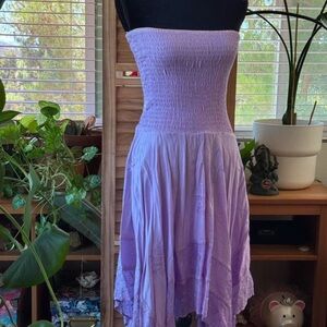 Choices Lavender Strapless Smocked Midi Dress